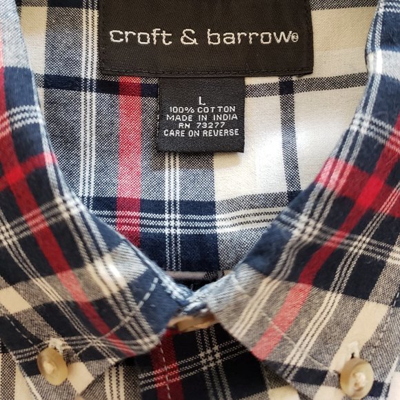Croft and Barrow Men's Easy Care Plaid Button Down Front & Button Down Collar - Picture 3 of 6